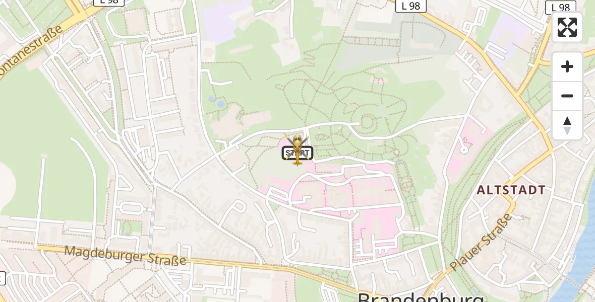 Routekaart van de vlucht: Rettungshubschrauber nach Brandenburg an der Havel, Triglafweg