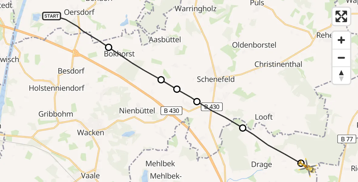 Routekaart van de vlucht: Rettungshubschrauber nach Hohenaspe, Hohenasper Feld