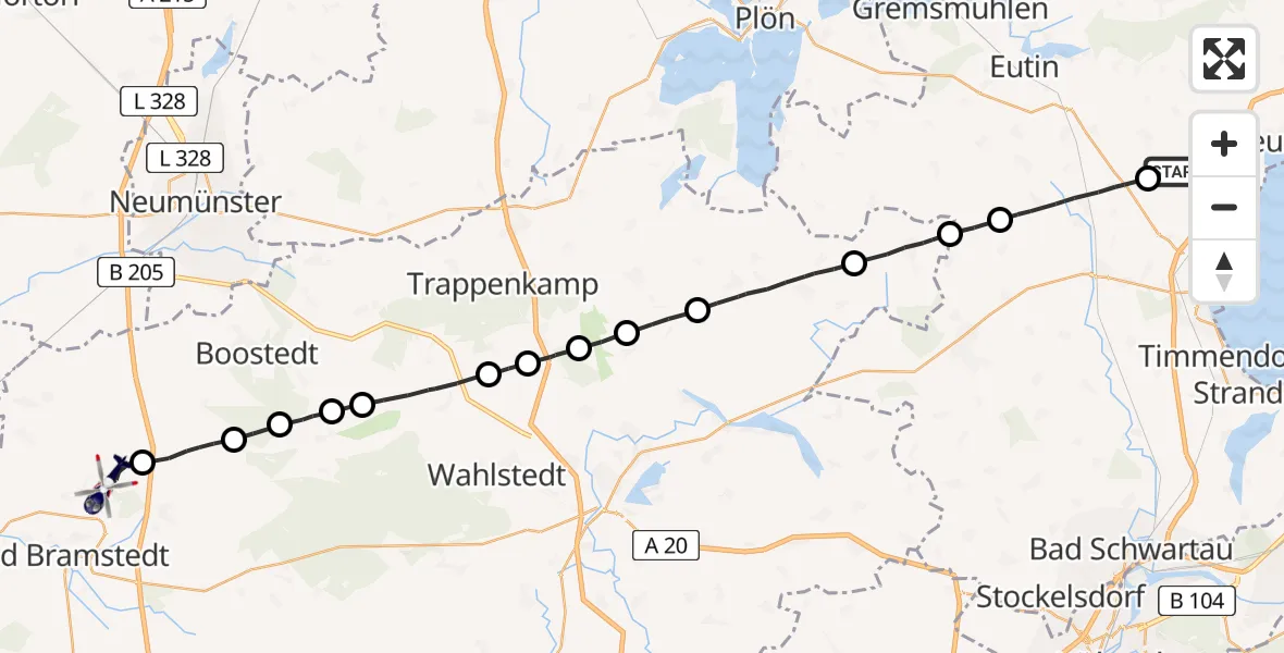 Routekaart van de vlucht: Polizeihubschrauber nach Wiemersdorf, Bahnhofstraße