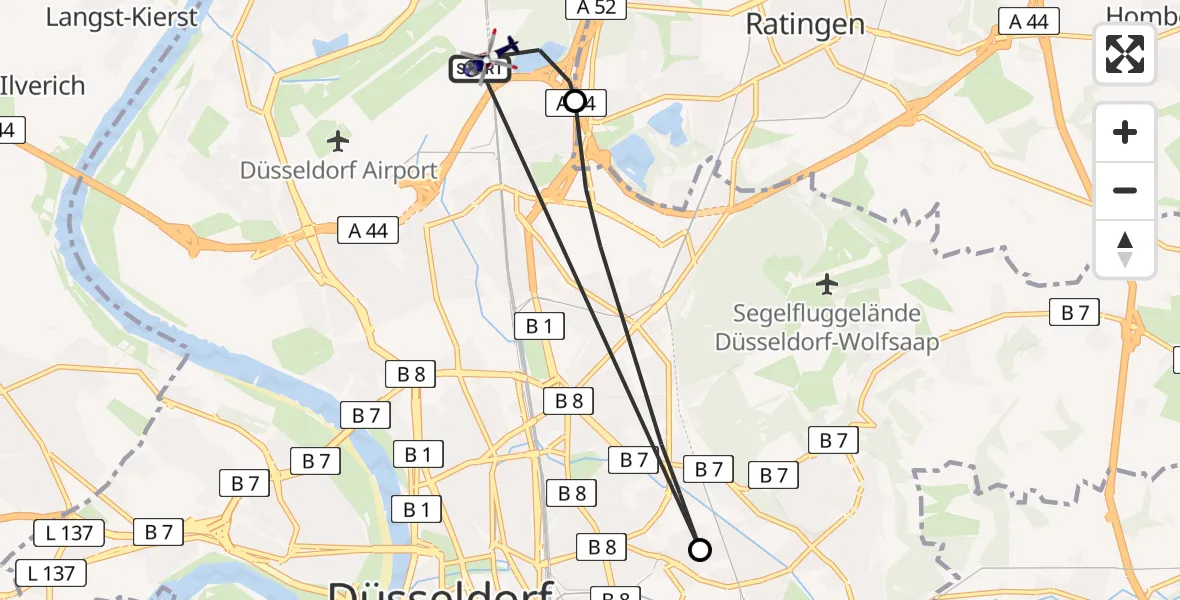 Flugroute Polizeihubschrauber Düsseldorf Flughafen - Düsseldorf Flughafen, 03 April 2026, 15:14