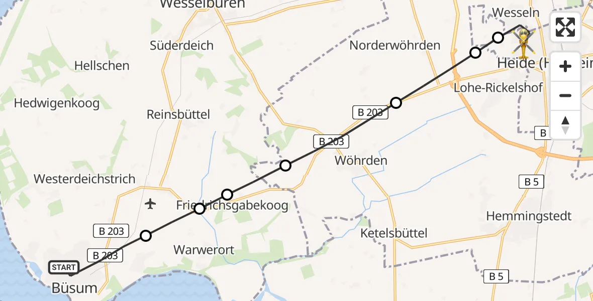 Routekaart van de vlucht: Rettungshubschrauber nach Heide, Am Nussgang