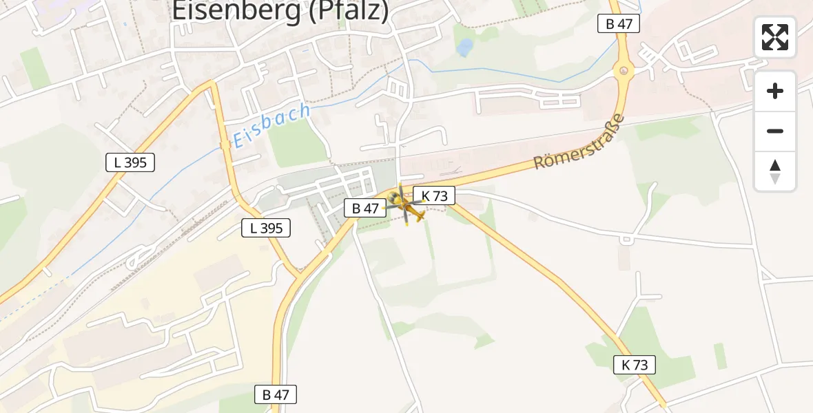 Flugroute Rettungshubschrauber Eisenberg (Pfalz) - Eisenberg (Pfalz), 03 April 2026, 15:33