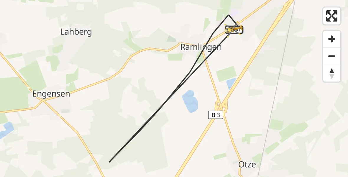 Flugroute Rettungshubschrauber Burgdorf - Burgdorf, 03 April 2026, 15:36