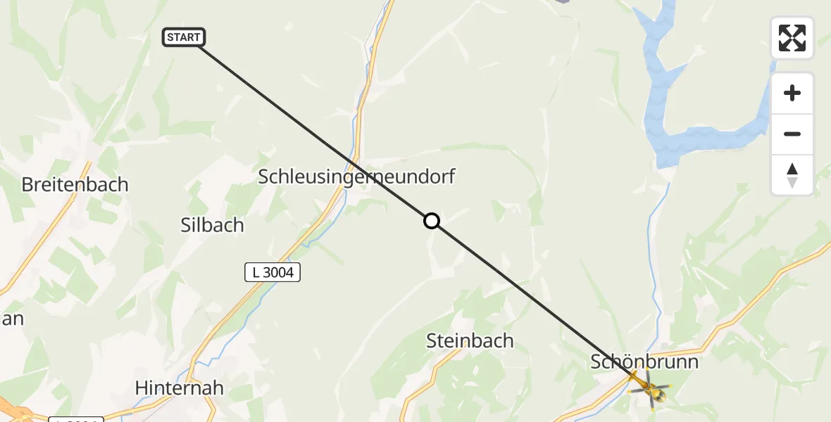 Routekaart van de vlucht: Rettungshubschrauber nach Schleusegrund, Am Schwimmbad