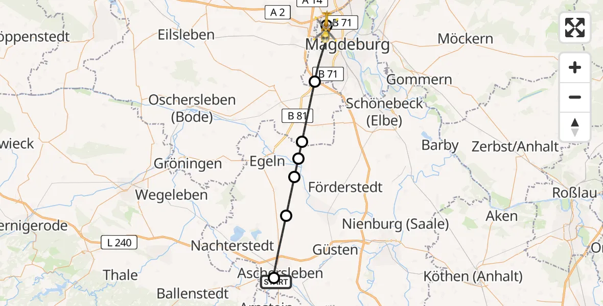 Routekaart van de vlucht: Rettungshubschrauber nach Magdeburg Hospital