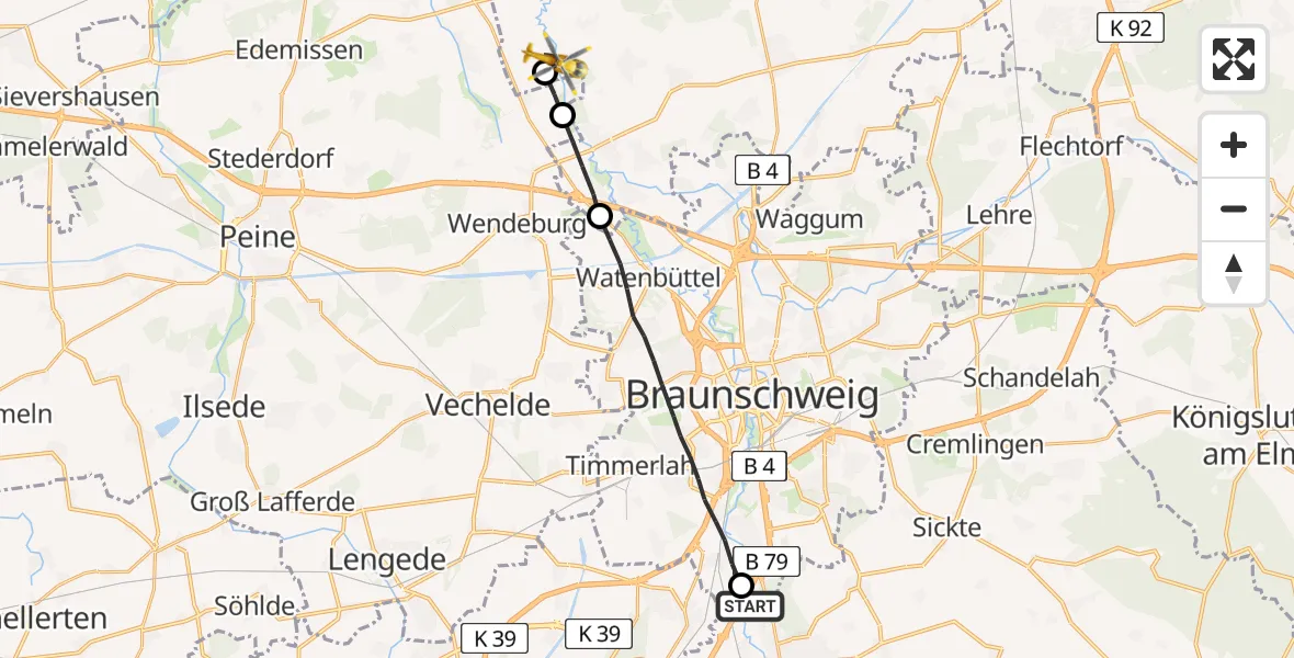 Routekaart van de vlucht: Rettungshubschrauber nach Didderse, Am Katzenberg