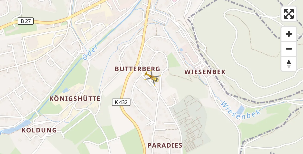 Routekaart van de vlucht: Rettungshubschrauber nach Bad Lauterberg im Harz, Am Schinderköpfchen