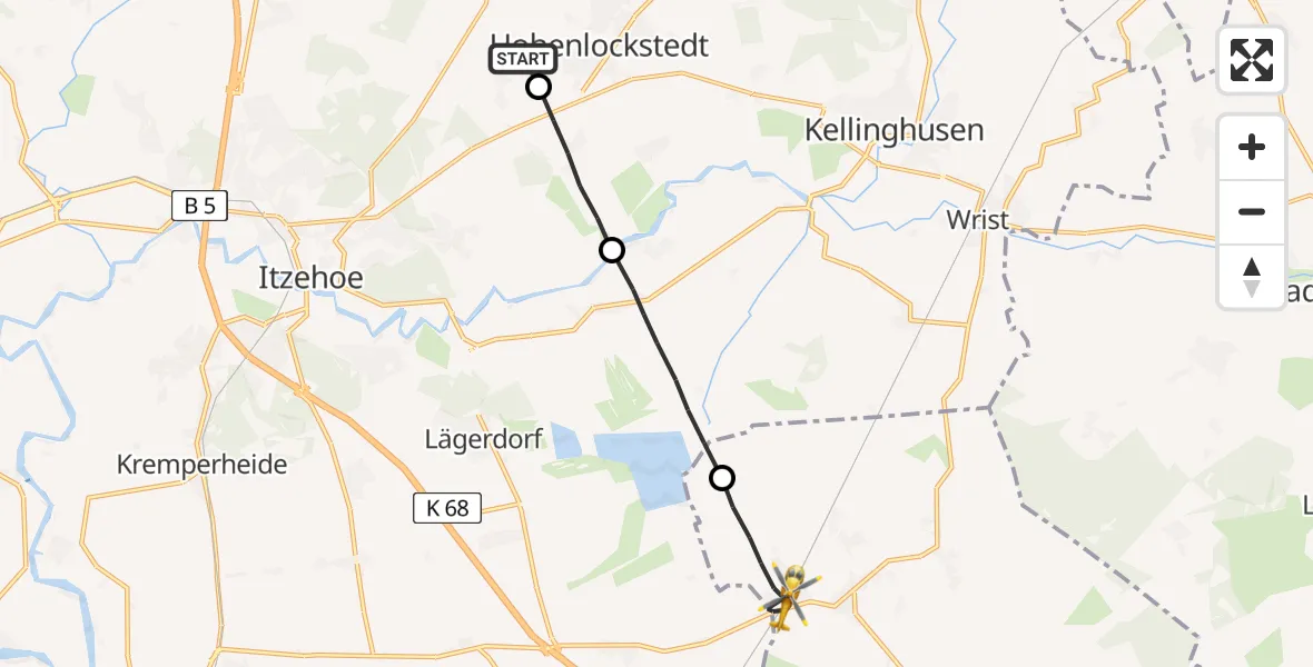 Flugroute Rettungshubschrauber Hohenlockstedt - Westerhorn, 03 April 2026, 16:13