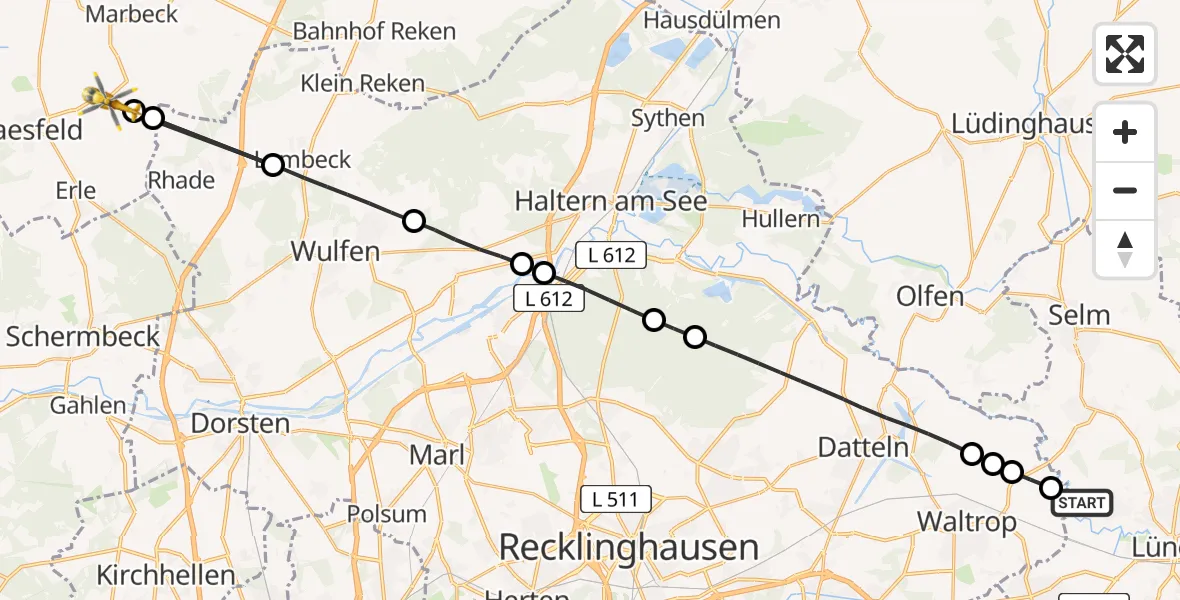 Routekaart van de vlucht: Rettungshubschrauber nach Borken