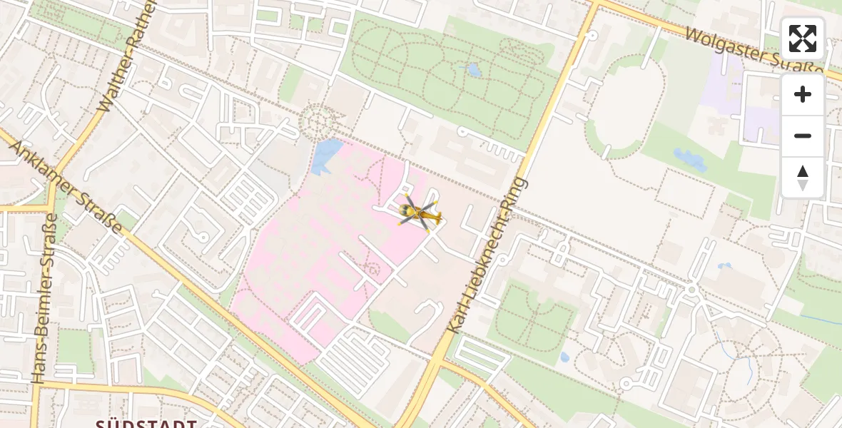 Routekaart van de vlucht: Rettungshubschrauber nach Greifswald Hospital