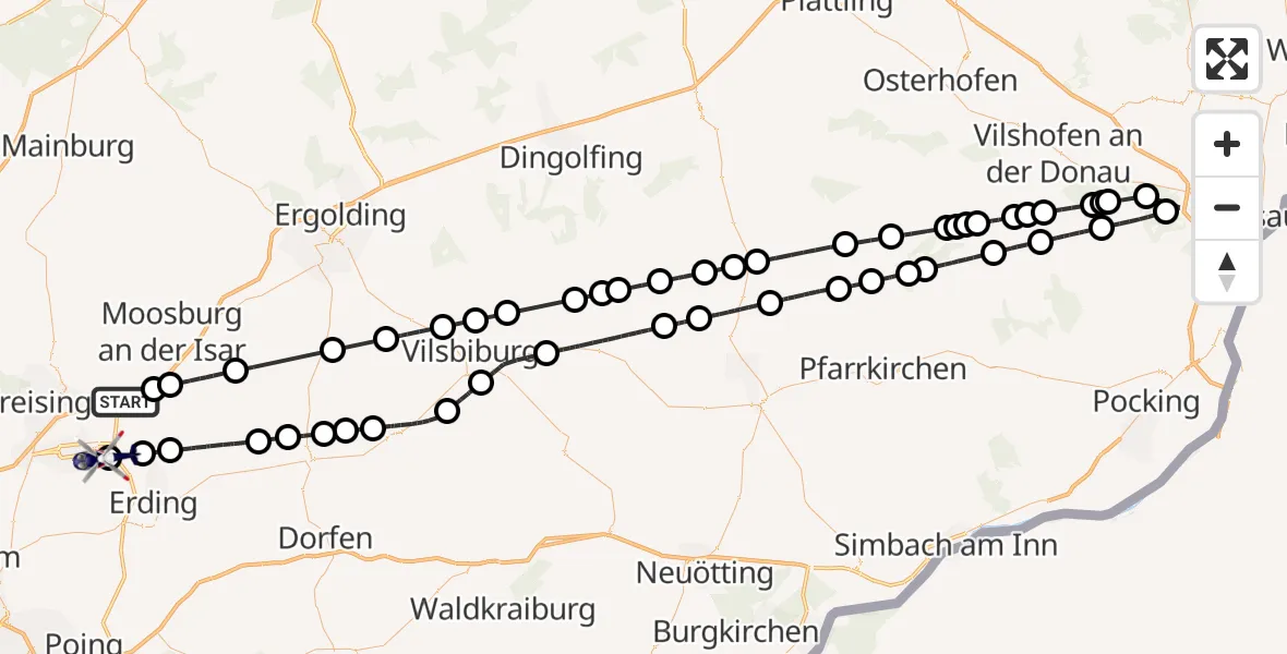 Routekaart van de vlucht: Polizeihubschrauber nach Oberding, Ulmenstraße