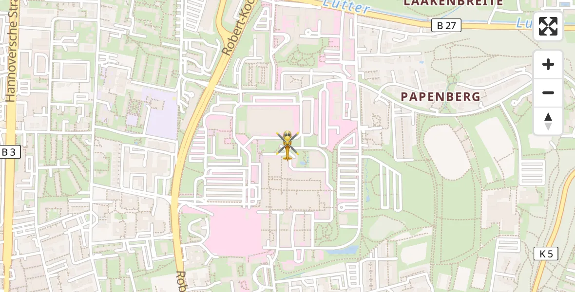 Routekaart van de vlucht: Rettungshubschrauber nach Göttingen University Clinic Hubschrauberlandeplatz