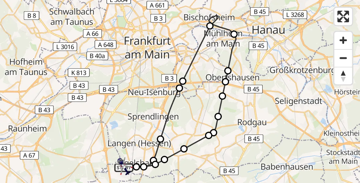 Flugroute Polizeihubschrauber Flughafen Frankfurt-Egelsbach - Flughafen Frankfurt-Egelsbach, 03 April 2026, 17:53