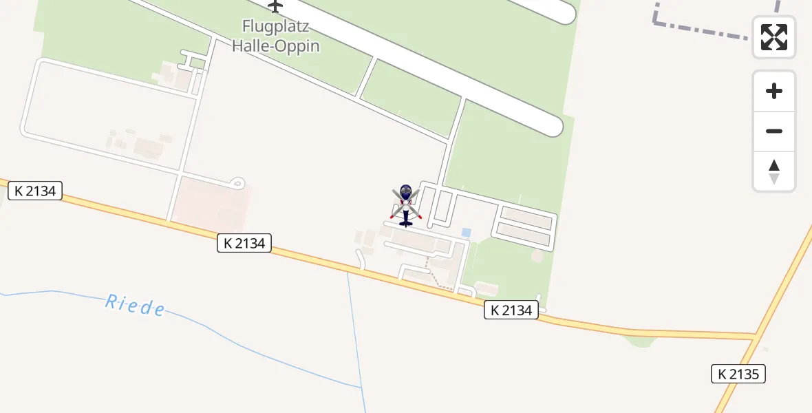 Routekaart van de vlucht: Polizeihubschrauber nach Halle-Oppin Flugplatz