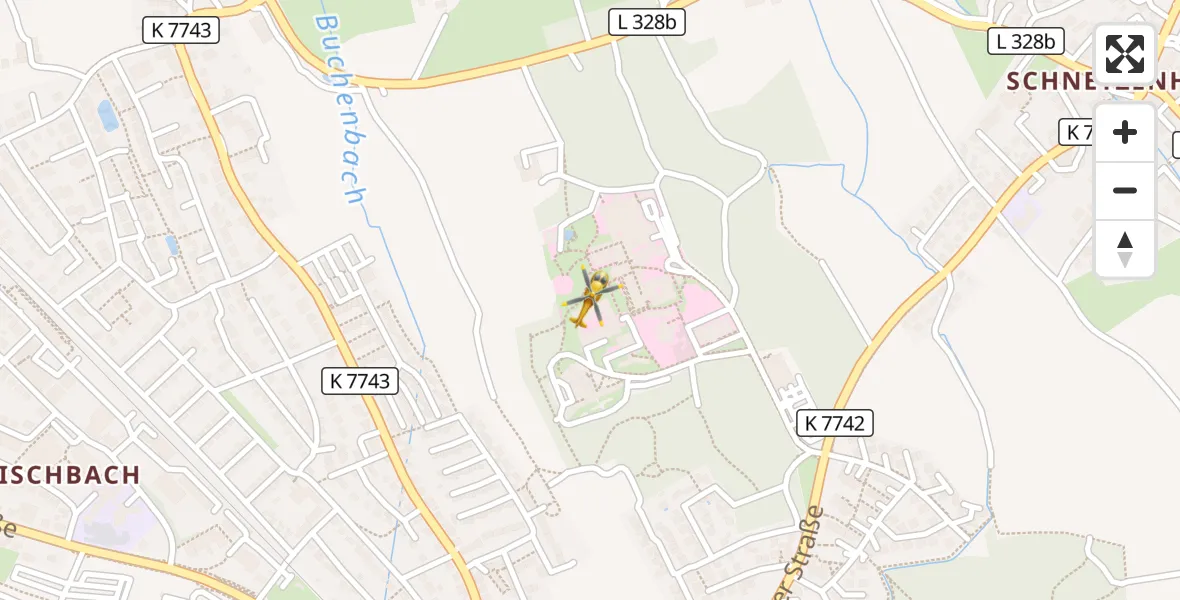 Flugroute Rettungshubschrauber Friedrichshafen Hospital - Friedrichshafen Hospital, 03 April 2026, 18:54