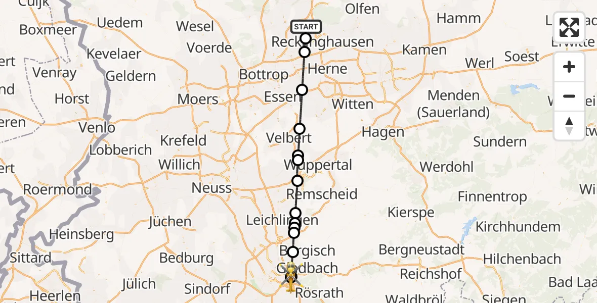 Routekaart van de vlucht: Ambulanzhubschrauber nach Merheim Hospital