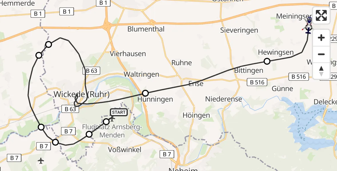 Routekaart van de vlucht: Polizeihubschrauber nach Soest, Alte Dorfstraße