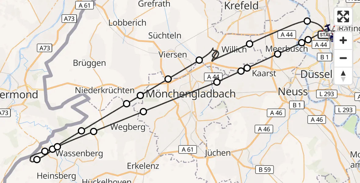 Flugroute Polizeihubschrauber Düsseldorf Flughafen - Düsseldorf Flughafen, 03 April 2026, 20:25