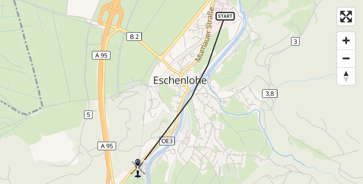 Flugroute Polizeihubschrauber Eschenlohe - Eschenlohe, 03 April 2026, 20:42