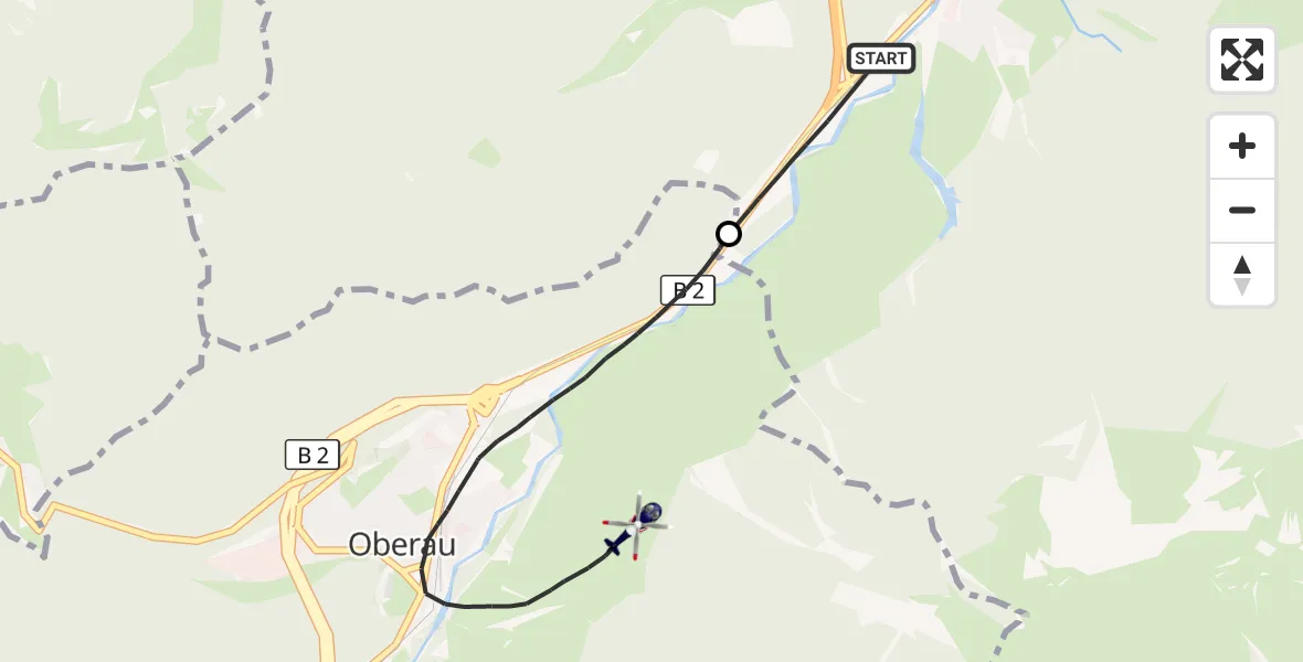 Flugroute Polizeihubschrauber Eschenlohe - Oberau, 03 April 2026, 20:46