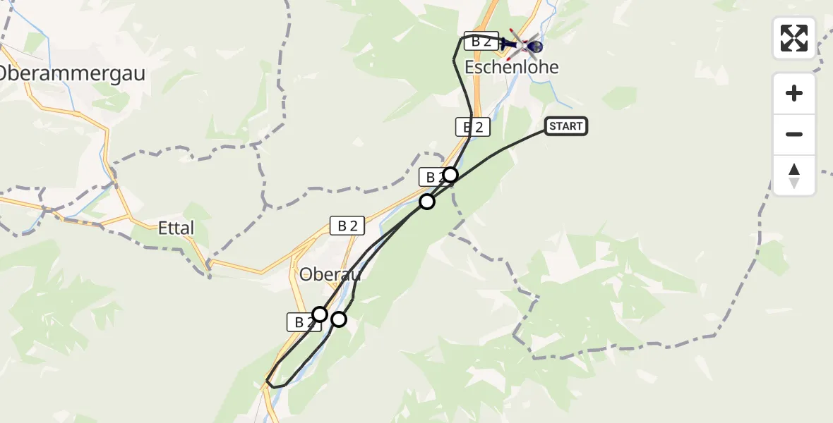 Flugroute Polizeihubschrauber Eschenlohe - Eschenlohe, 03 April 2026, 21:13