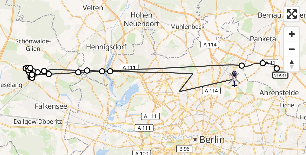 Routekaart van de vlucht: Polizeihubschrauber nach Berlin, Straße 28