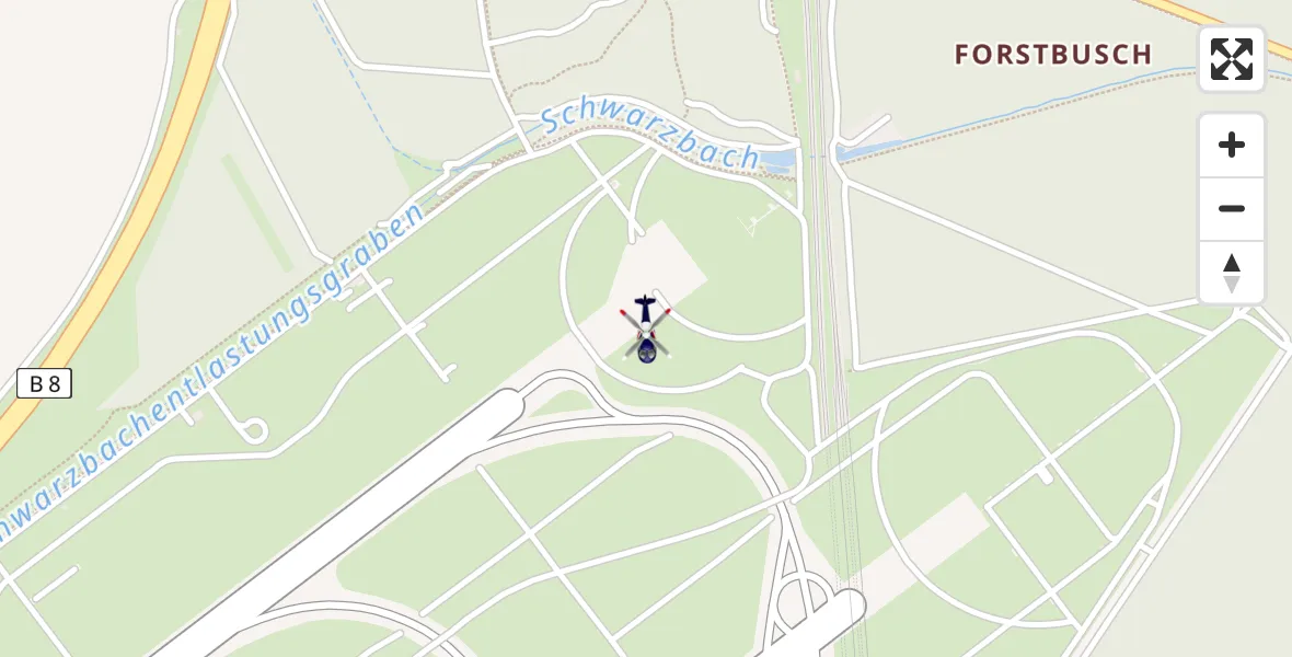 Routekaart van de vlucht: Polizeihubschrauber nach Düsseldorf Flughafen