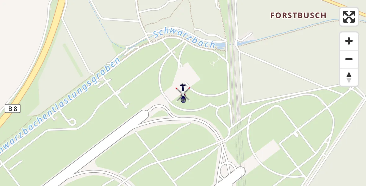 Flugroute Polizeihubschrauber Düsseldorf Flughafen - Düsseldorf Flughafen, 04 April 2026, 02:17
