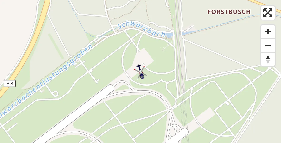 Flugroute Polizeihubschrauber Düsseldorf Flughafen - Düsseldorf Flughafen, 04 April 2026, 02:17