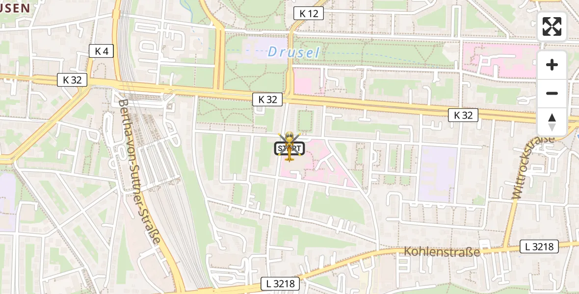 Routekaart van de vlucht: Rettungshubschrauber nach Kassel, Hansteinstraße