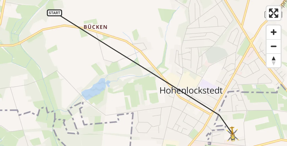 Flugroute Rettungshubschrauber Hohenlockstedt - Lohbarbek, 04 April 2026, 05:25