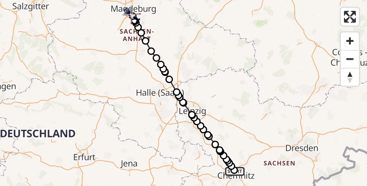 Routekaart van de vlucht: Polizeihubschrauber nach Magdeburg, Magdeburg City Flugplatz