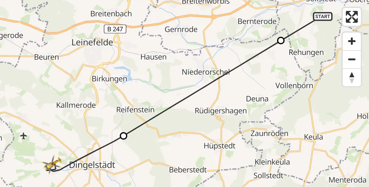 Routekaart van de vlucht: Rettungshubschrauber nach Dingelstädt, Heuthener Weg
