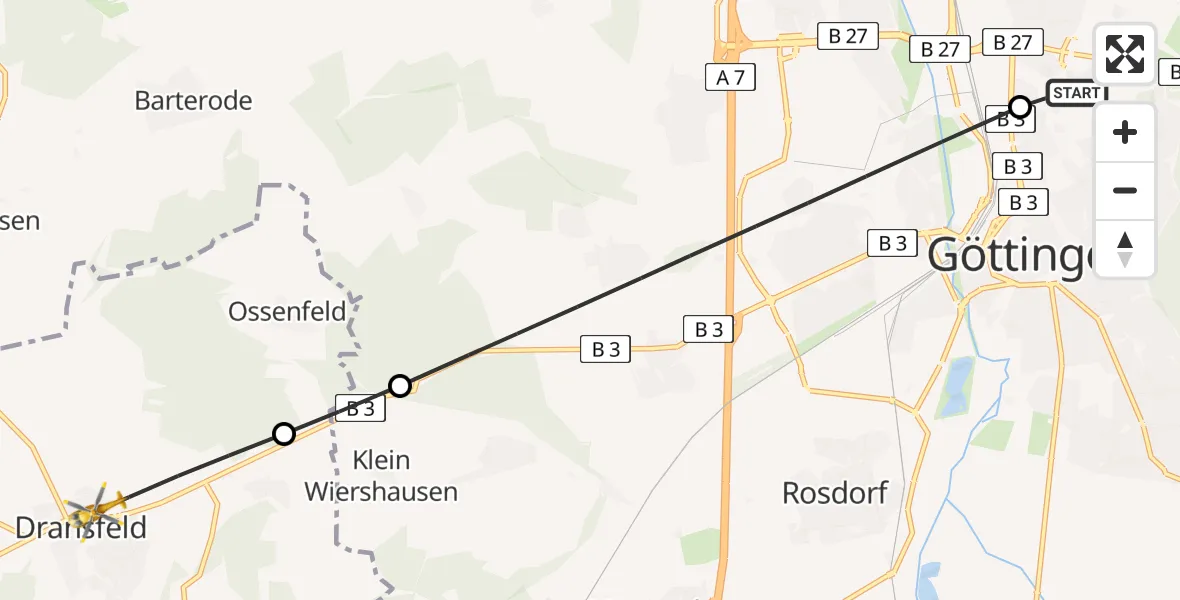 Routekaart van de vlucht: Rettungshubschrauber nach Dransfeld, Gerlandstraße