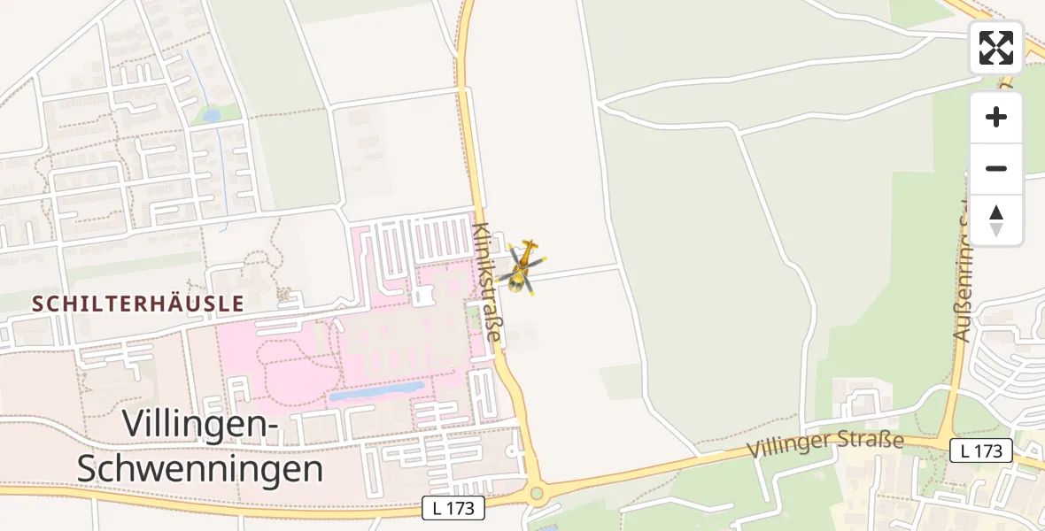 Routekaart van de vlucht: Rettungshubschrauber nach DRF Air Rescue Station Villingen-Schwenningen Hubschrauberlandeplatz (Christoph 11)