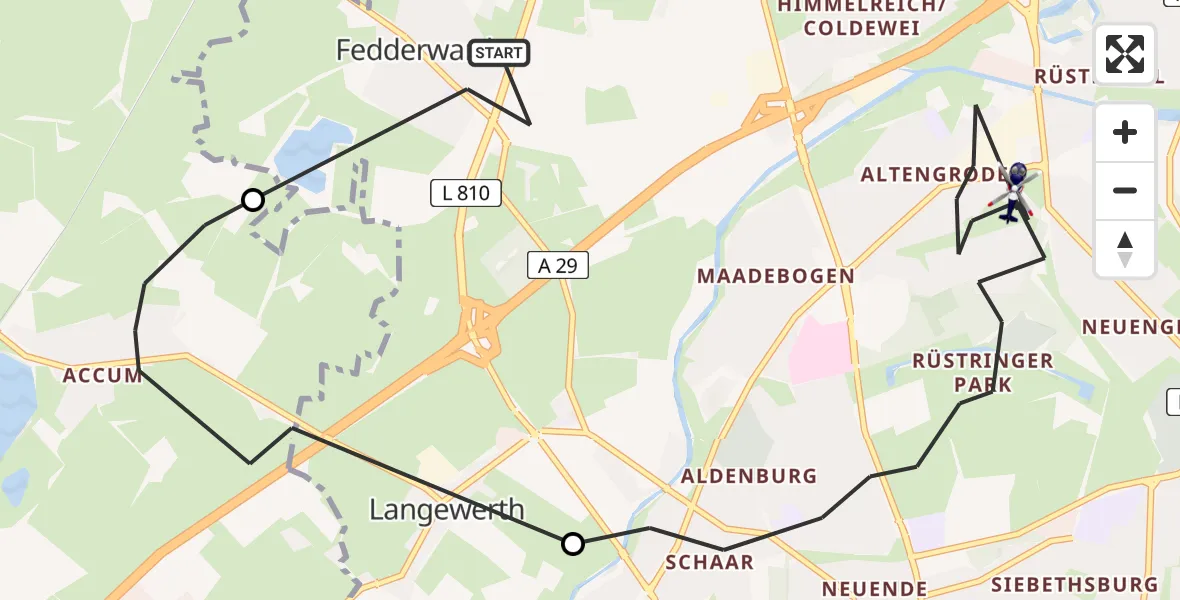 Flugroute Polizeihubschrauber Wilhelmshaven - Wilhelmshaven, 04 April 2026, 06:35