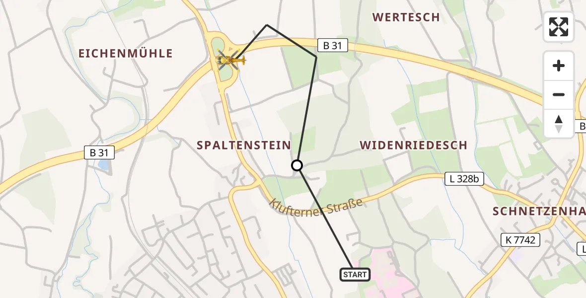 Flugroute Rettungshubschrauber Friedrichshafen Hospital - Friedrichshafen, 04 April 2026, 06:48