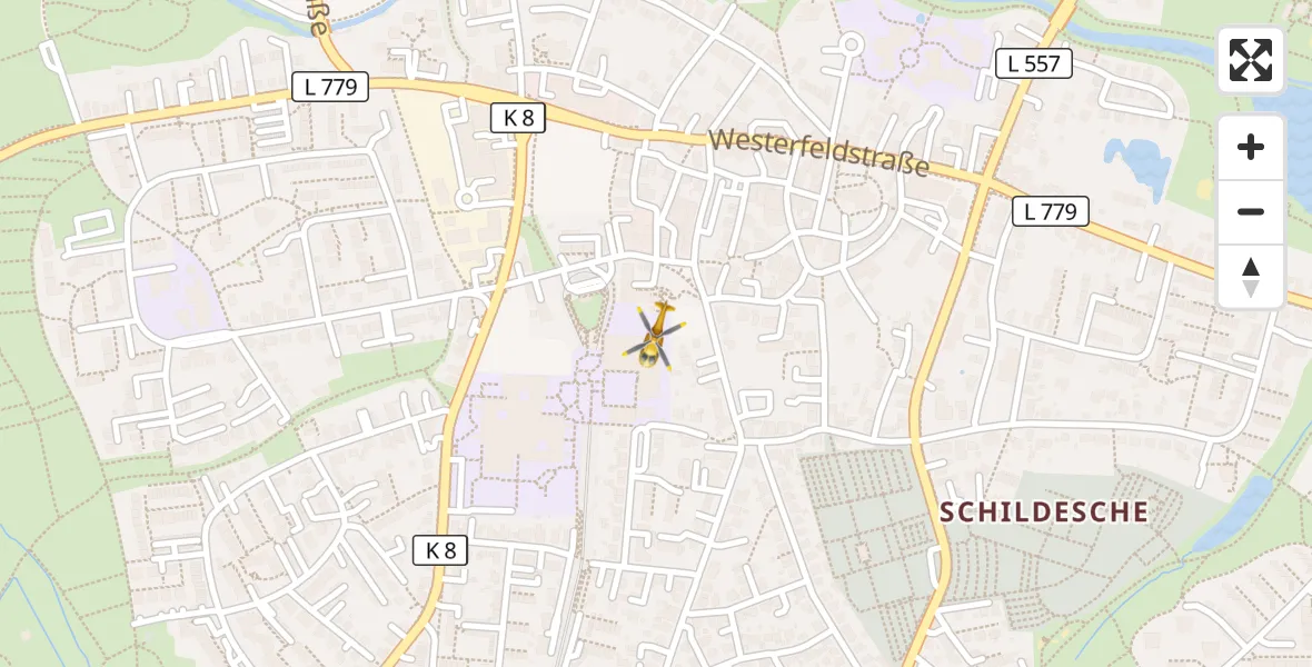 Flugroute Rettungshubschrauber Bielefeld - Bielefeld, 04 April 2026, 06:54