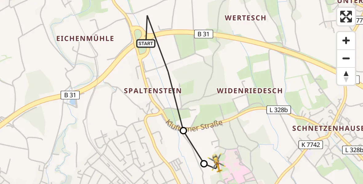 Routekaart van de vlucht: Rettungshubschrauber nach Friedrichshafen Hospital