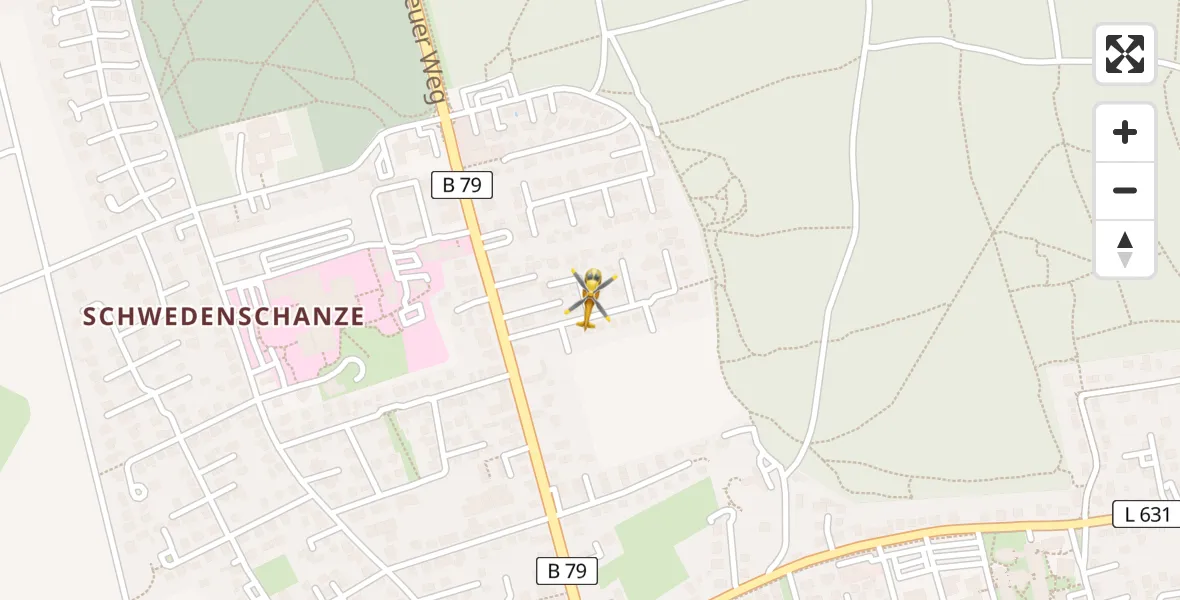 Routekaart van de vlucht: Rettungshubschrauber nach Wolfenbüttel Municipal Hospital Heliport (Christoph 30), Wolfenbüttel Municipal Hospital Hubschrauberlandeplatz (Christoph 30)