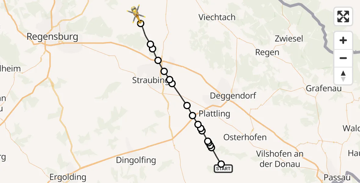 Flugroute Rettungshubschrauber Roßbach - Falkenstein, 04 April 2026, 07:33