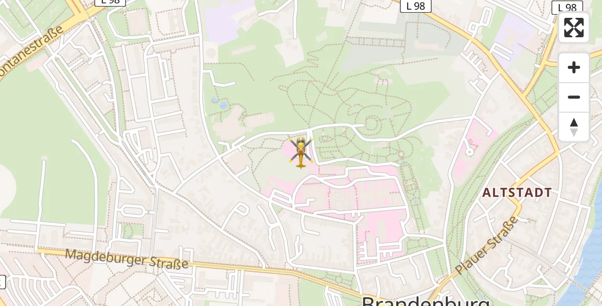 Routekaart van de vlucht: Rettungshubschrauber unterwegs von Brandenburg an der Havel