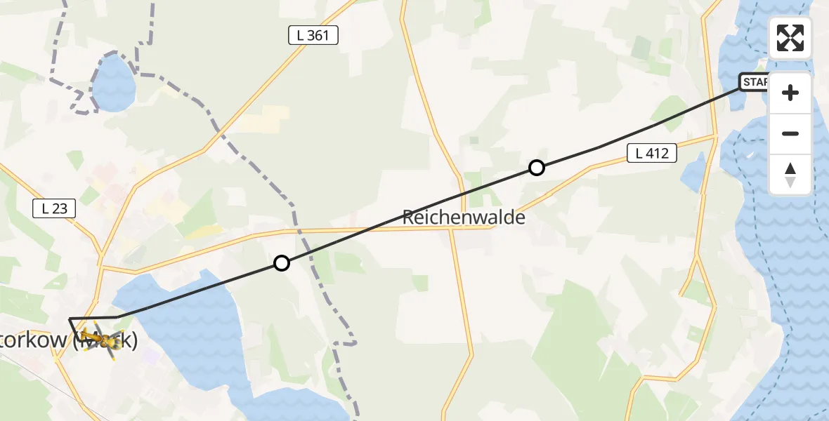 Flugroute Rettungshubschrauber Bad Saarow - Storkow (Mark), 04 April 2026, 08:24