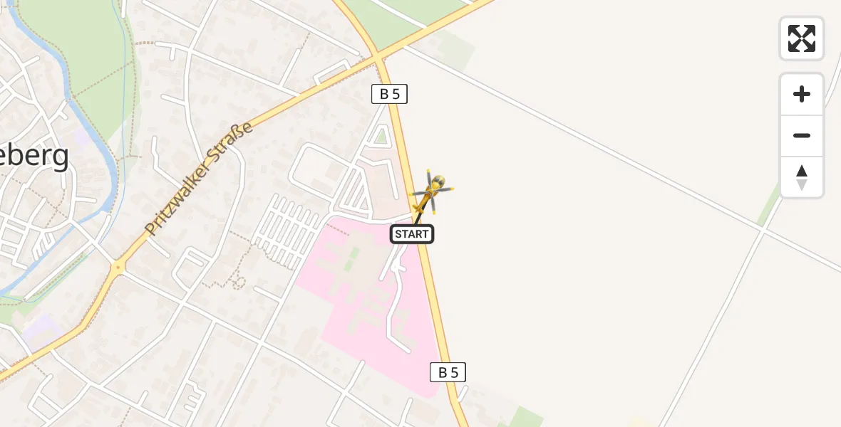 Flugroute Rettungshubschrauber Perleberg - Perleberg, 04 April 2026, 09:19