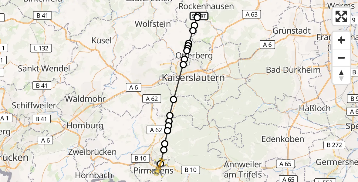 Flugroute Rettungshubschrauber Imsweiler UL - Pirmasens, 04 April 2026, 09:46