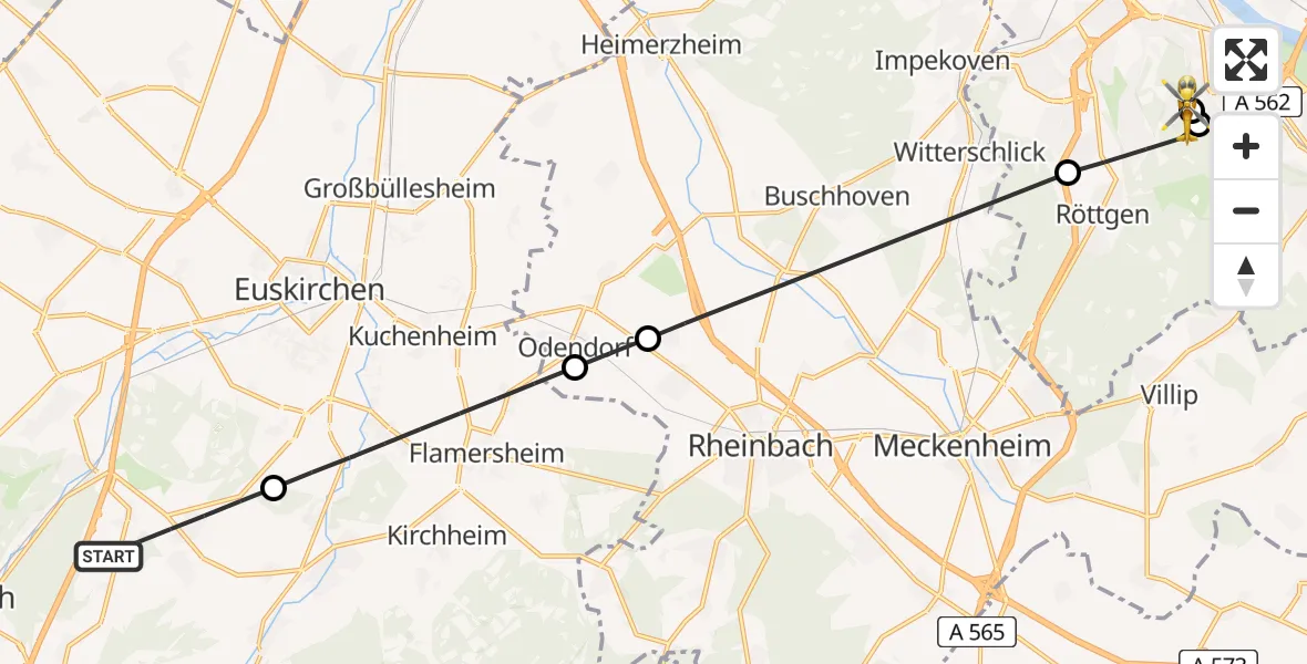 Flugroute Ambulanzhubschrauber Mechernich - Bonn University Hospital, 04 April 2026, 10:03