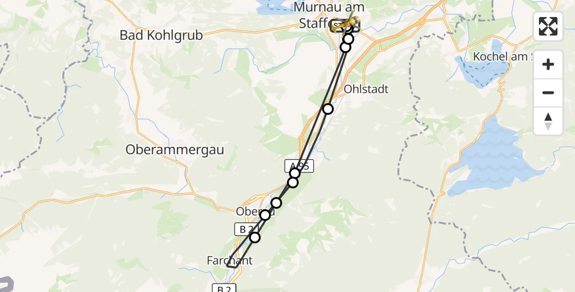 Flugroute Rettungshubschrauber Murnau Accident Hospital - Murnau Accident Hospital, 04 April 2026, 10:05