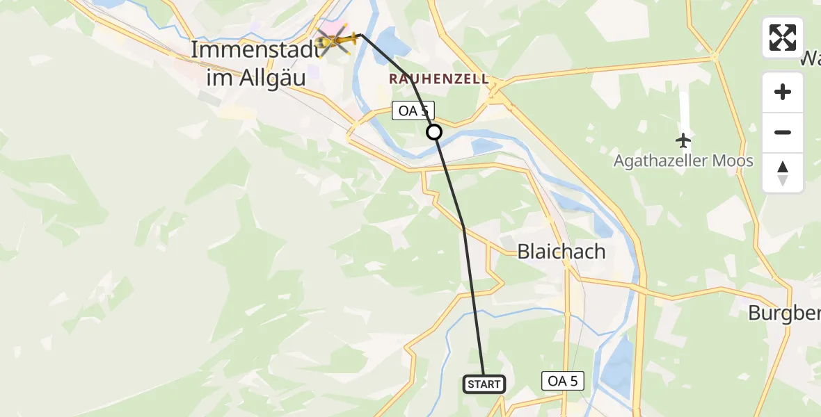 Flugroute Rettungshubschrauber Blaichach - Immenstadt i.Allgäu, 04 April 2026, 10:53