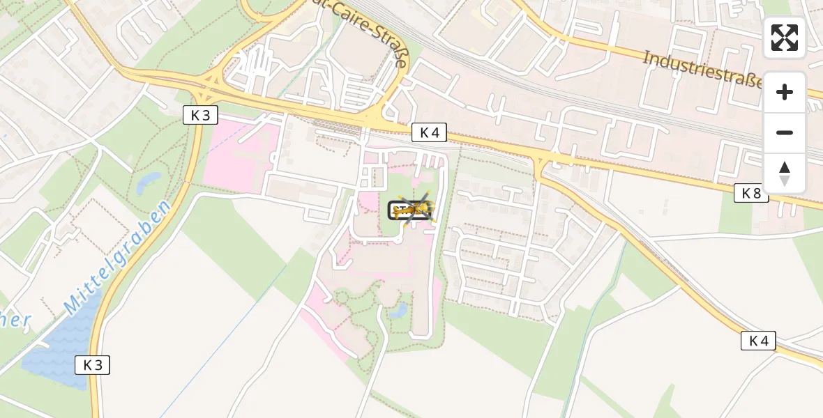 Flugroute Rettungshubschrauber Ludwigshafen Accident Hospital - Ludwigshafen Accident Hospital, 04 April 2026, 10:54
