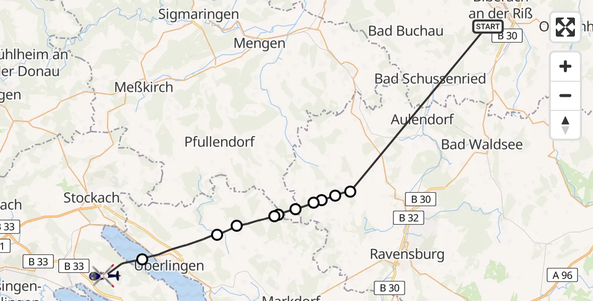 Flugroute Polizeihubschrauber Mittelbiberach - Radolfzell am Bodensee, 04 April 2026, 11:26